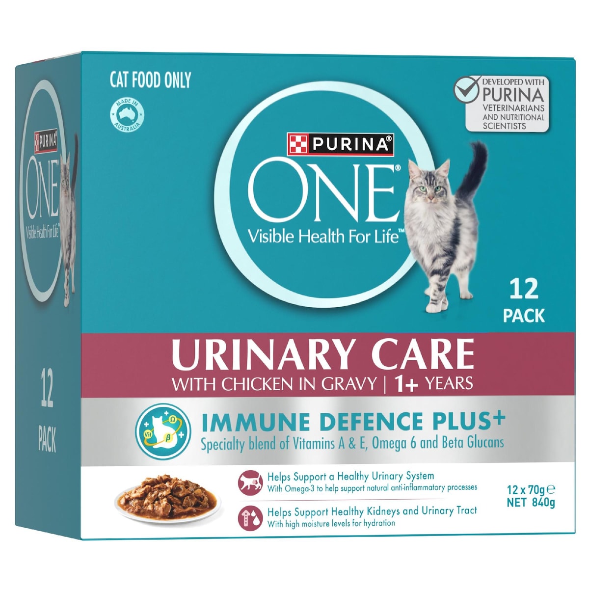 Purina One Wet Cat Food Urinary Care Chicken In Gravy 70g X 12 Pack