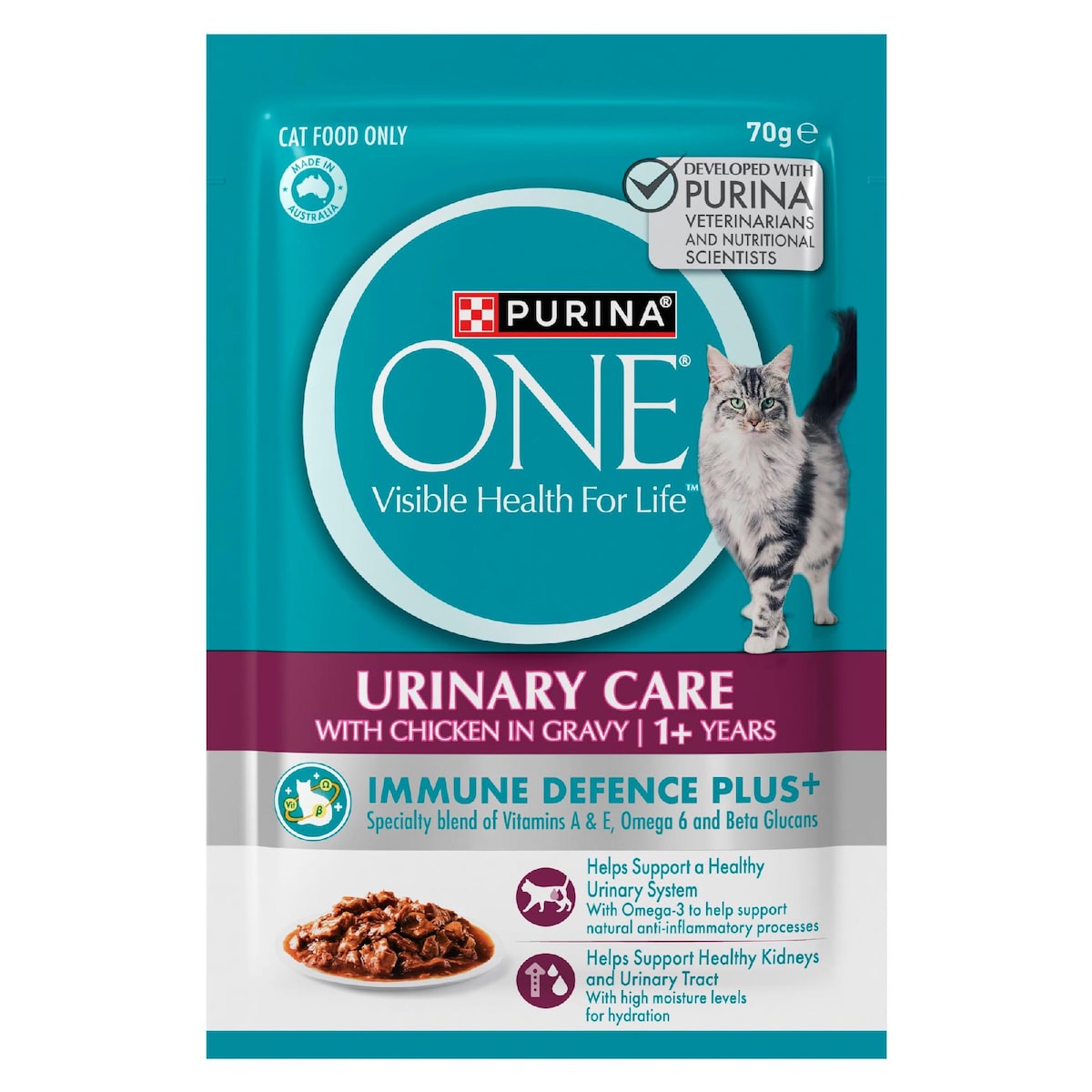 Purina One Wet Cat Food Urinary Care Chicken In Gravy 70g X 12 Pack