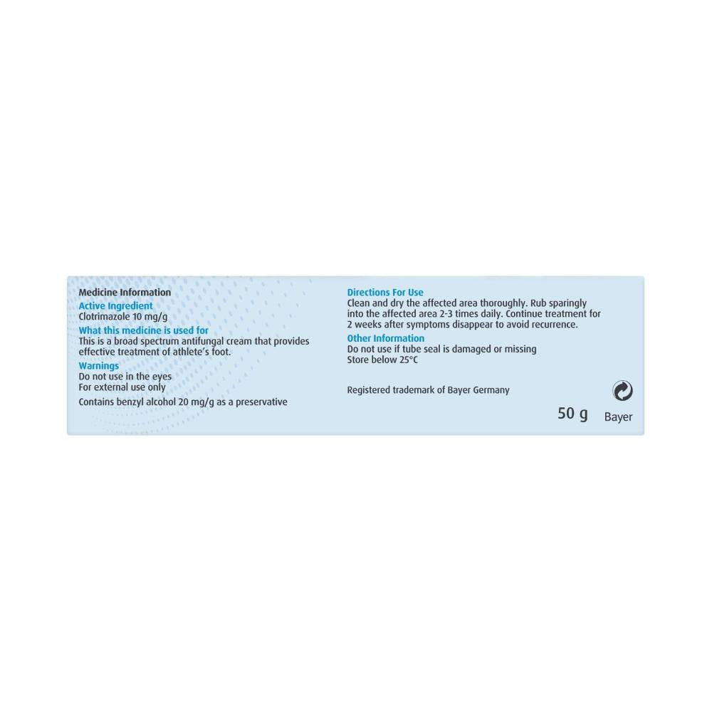 Canesten Anti-fungal Athlete's Foot Tinea Pedis Cream - 50g