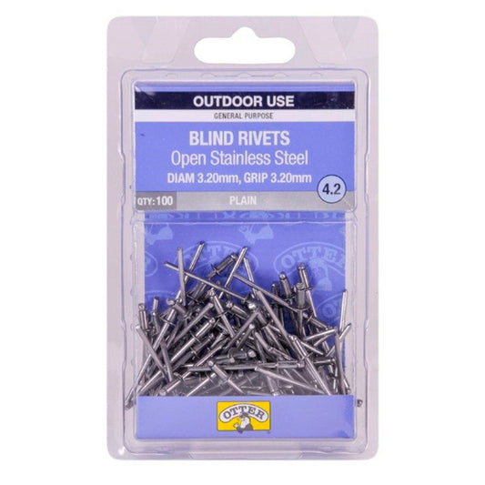 Otter Open Stainless Steel Blind Rivets - 2 x 3.2mm - 100 Pack