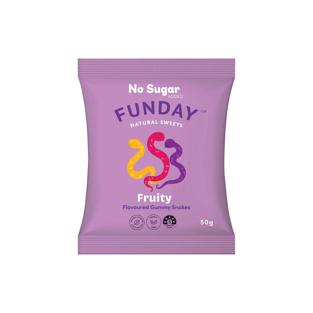 Funday No Sugar Fruity Snakes - 50g
