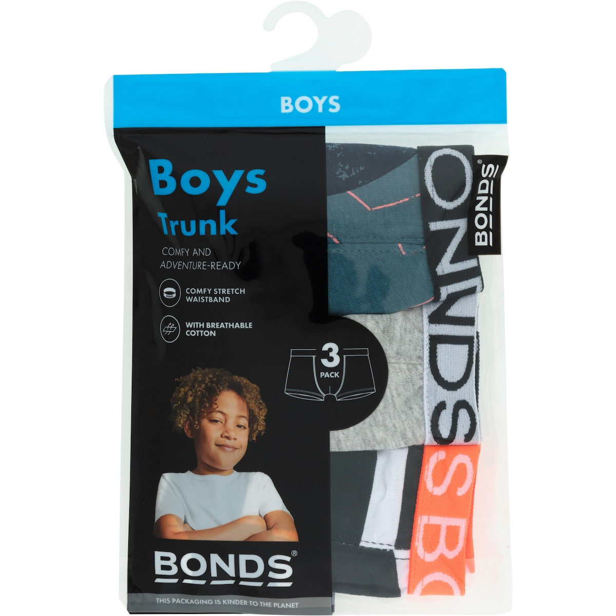 Bonds Boys Underwear Trunks Size 4-6 Or 6-8 Assorted 3 Pack