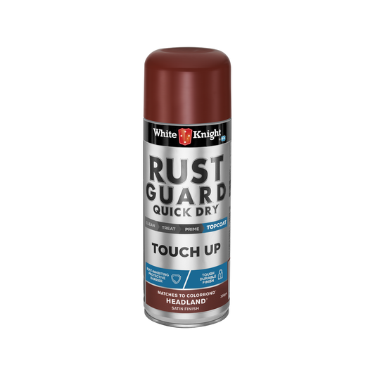 White Knight Rust Guard Quick Dry Touch Up Spray Paint - Headland Satin Finish 300g