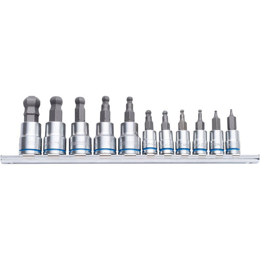 Kincrome 11 Piece Ball End Hex Socket Set - 1/4" & 3/8" Drive - 25-Degree Access