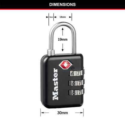 Master Lock Luggage Padlock - 30mm - Metal - TSA-Accepted