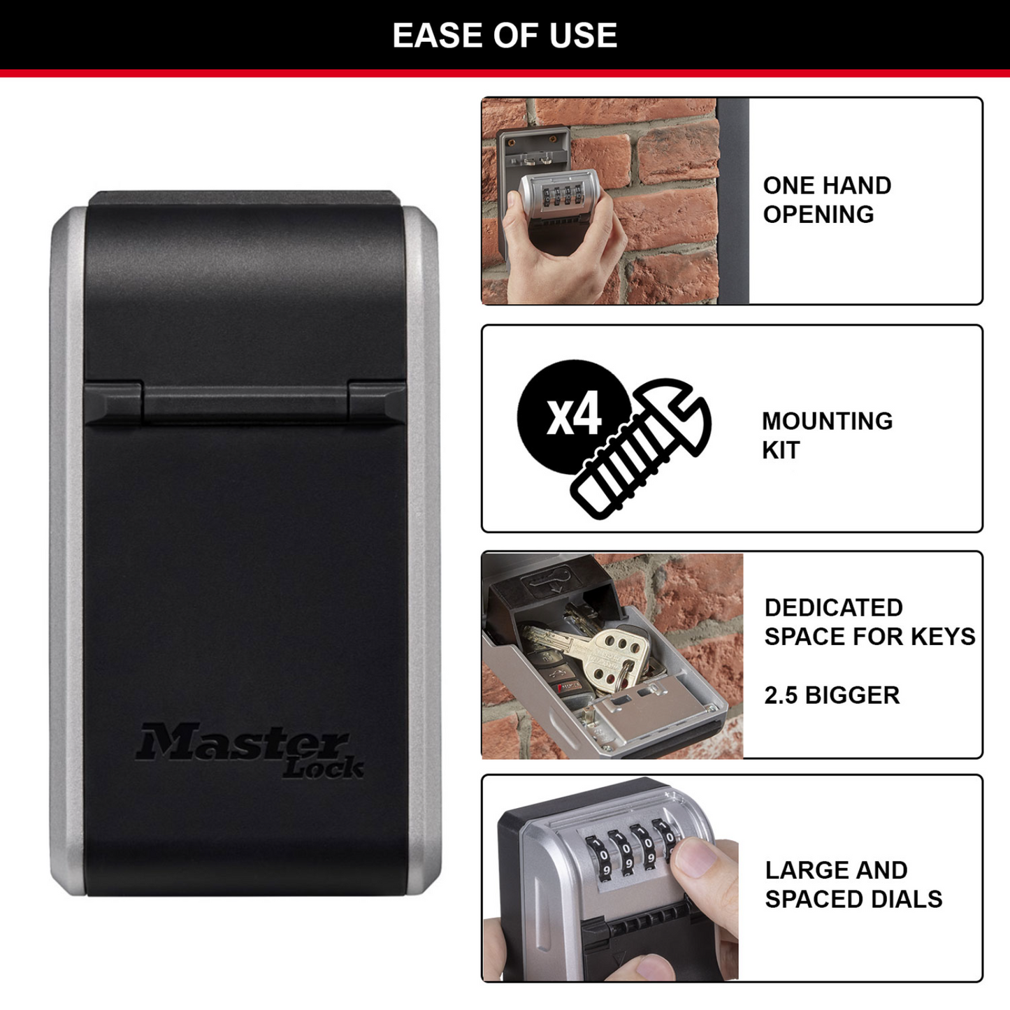 Master Lock Wall Mount Key Safe - 10 Keys - 76 x 136mm