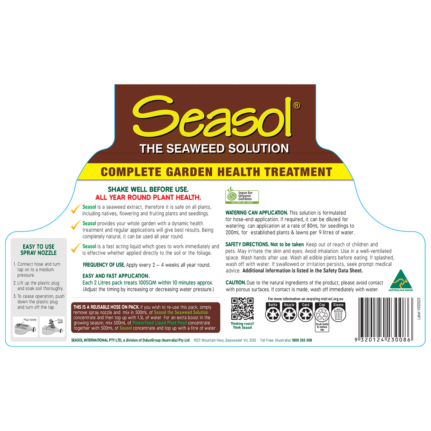 Seasol Hose On - 2 x 2L