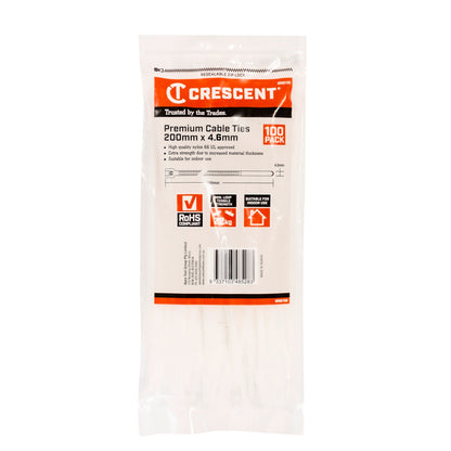 Crescent Natural Cable Ties - 200 x 4.6mm - 100 Pack