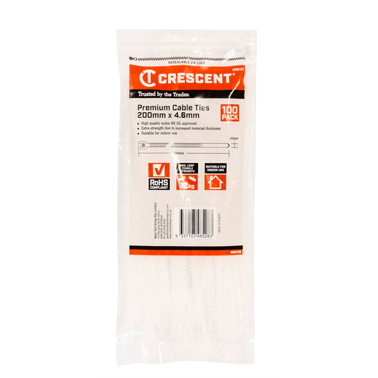 Crescent Natural Cable Ties - 200 x 4.6mm - 100 Pack