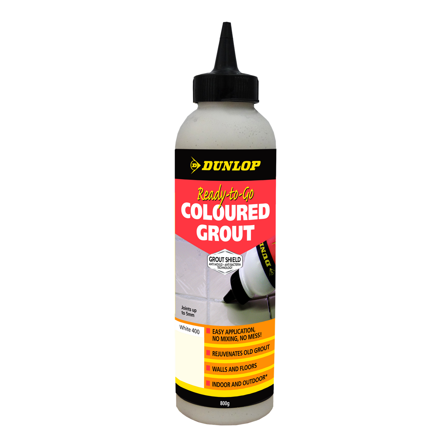 Dunlop Ready-to-Go Coloured Grout - 800g - White