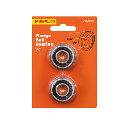 Richmond Unground Flanged Ball Bearing - 1-1/8" x 1/2" - 2 Pack