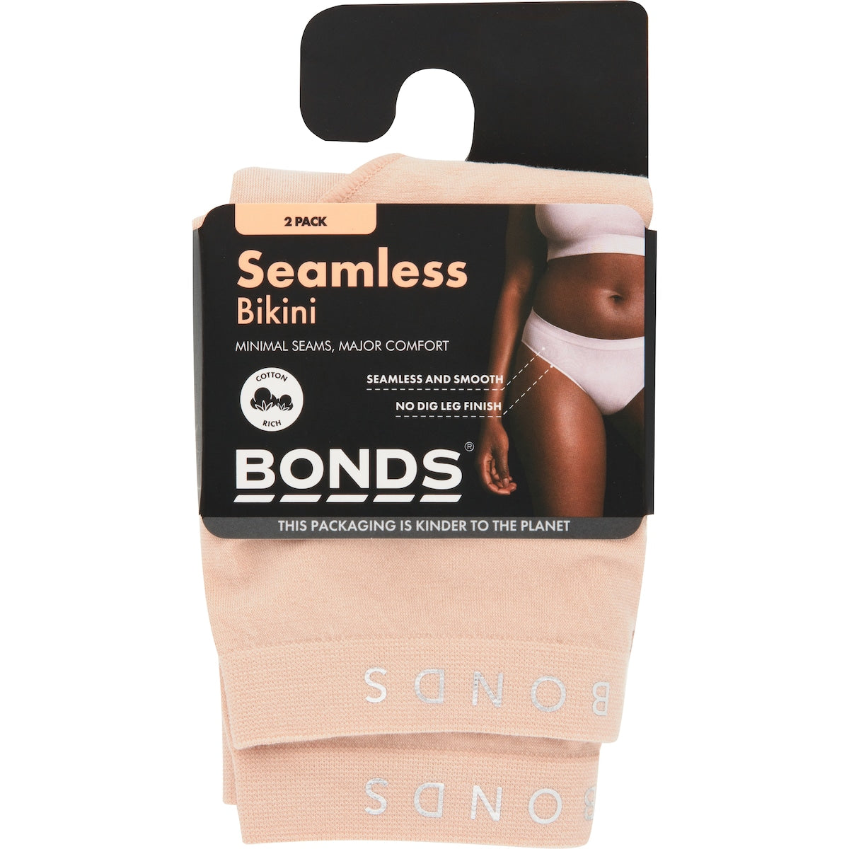 Bonds Ladies Seamless Bikini Size 12 Assorted 2 Pack