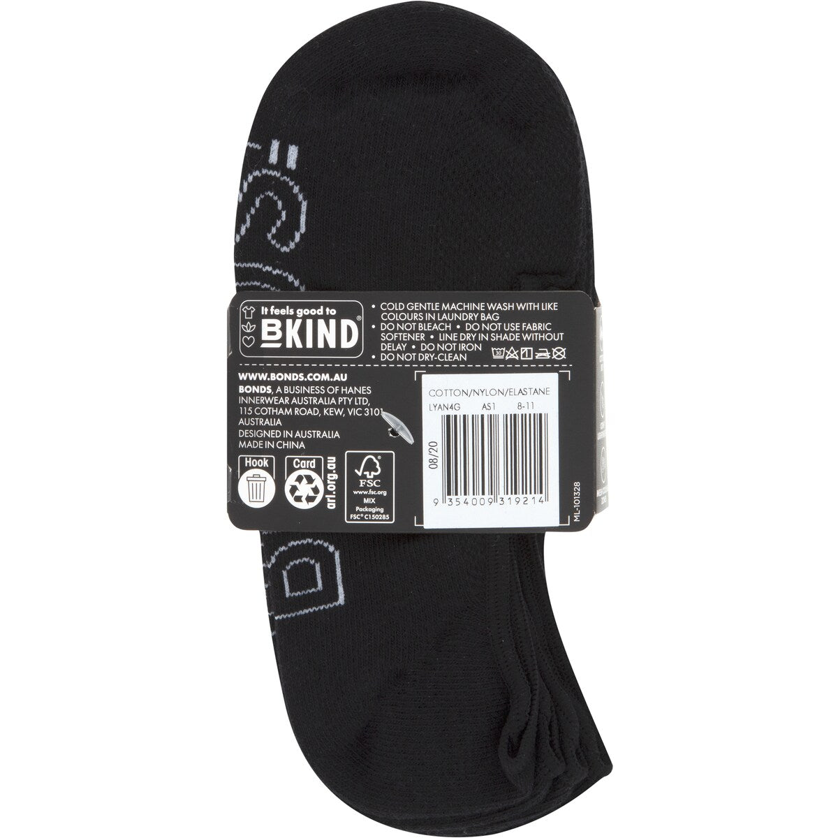 Bonds Womens Logo Light Weight Size 8-11 Assorted 4 Pack
