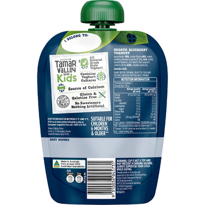 Tamar Valley Dairy Kids Greek Yoghurt Pouch Blueberry 110g