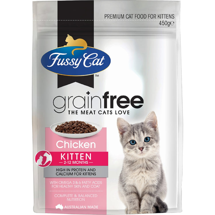 Fussy Cat Grain Free Kitten Dry Cat Food Chicken With Vegetables 450g