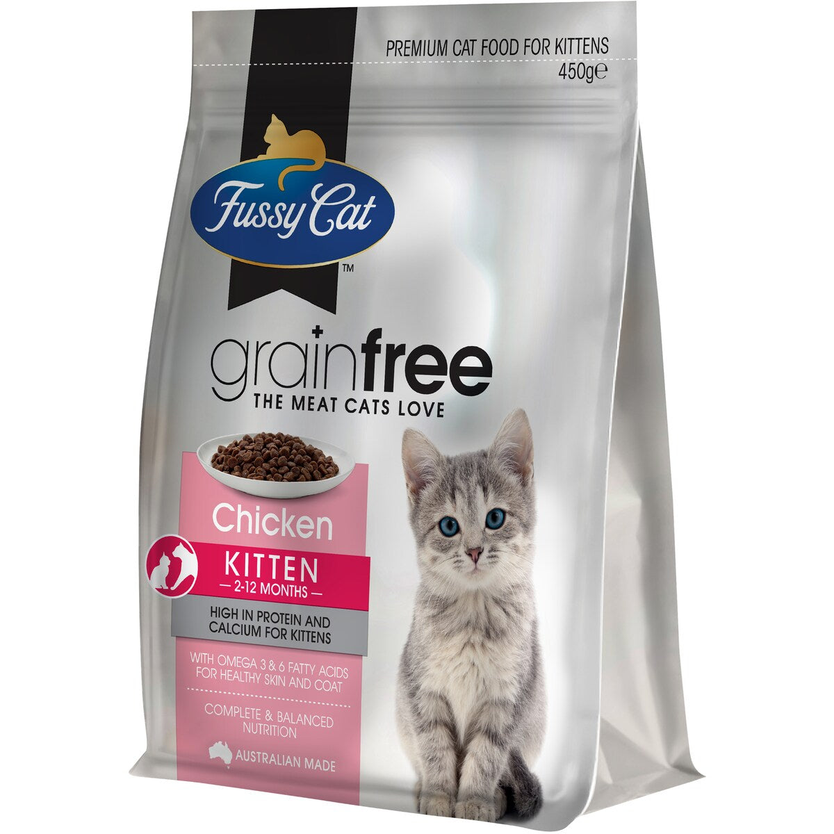 Fussy Cat Grain Free Kitten Dry Cat Food Chicken With Vegetables 450g