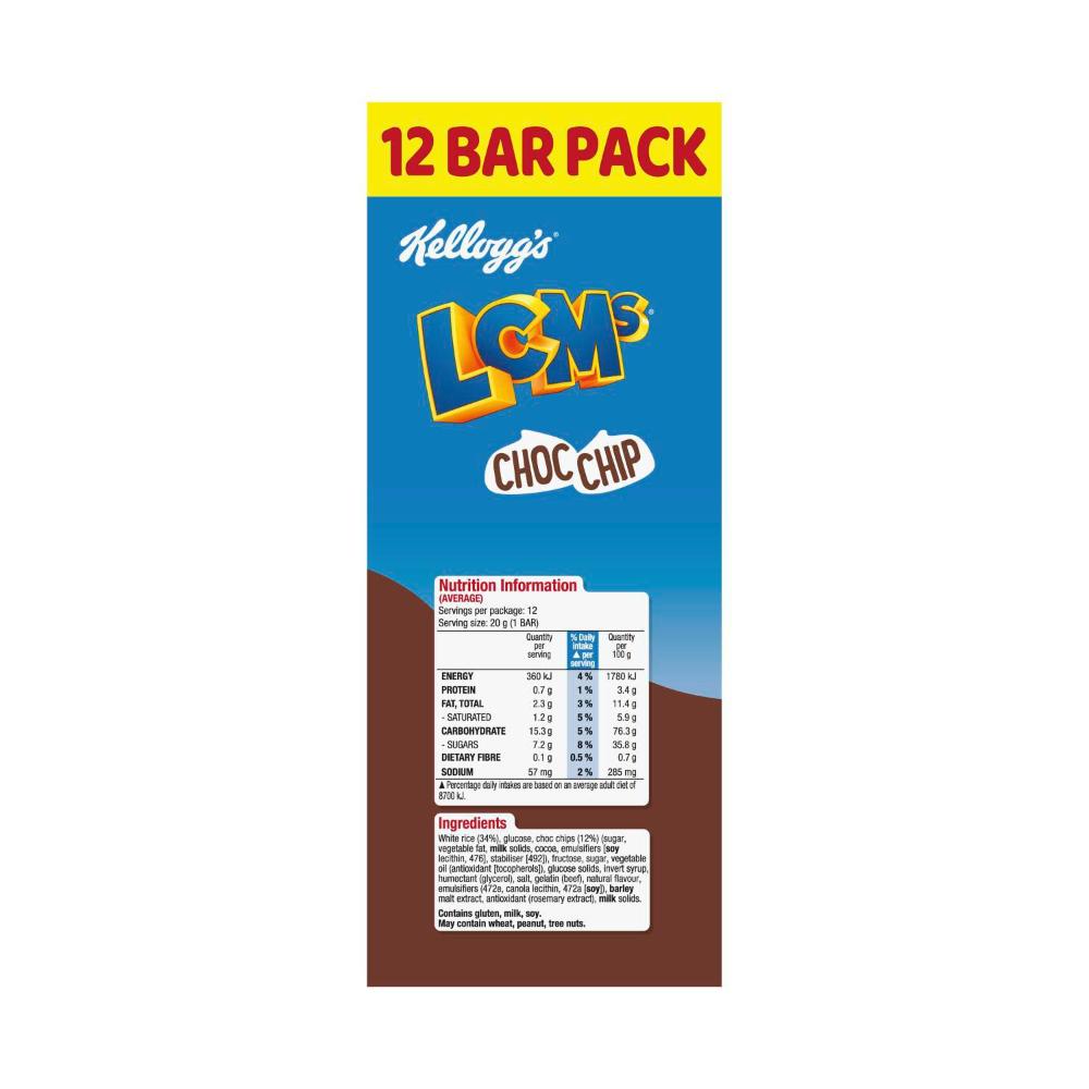 Kellogg's Lcms Rice Bubbles Choc Chip 12 Pack - 240g