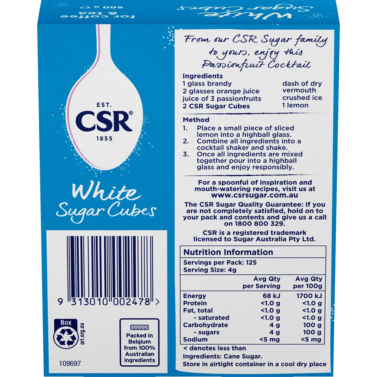 CSR White Sugar Cubes 500g