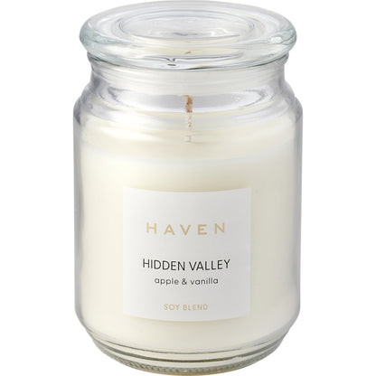 Haven 14.5cm Hidden Valley Apple & Vanilla Soy Blend Candle Each