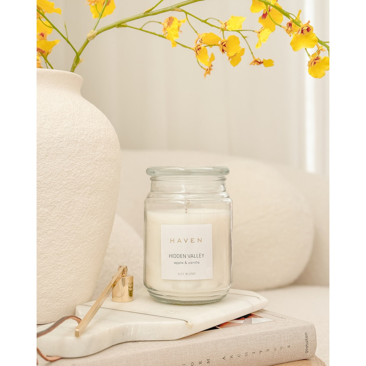Haven 14.5cm Hidden Valley Apple & Vanilla Soy Blend Candle Each