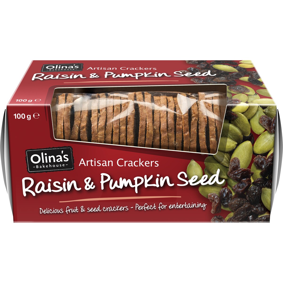 Olinas Bakehouse Artisan Cracker Biscuits Raisin & Pumpkin Seeds 100g