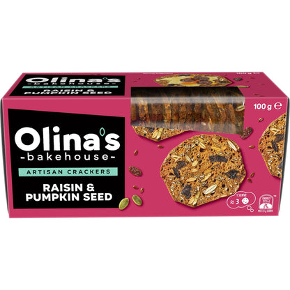 Olinas Bakehouse Artisan Cracker Biscuits Raisin & Pumpkin Seeds 100g