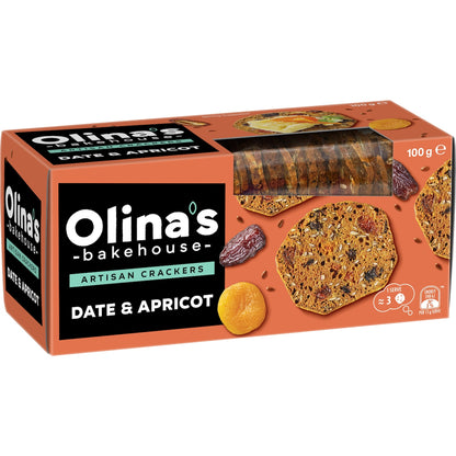 Olinas Bakehouse Artisan Crackers Biscuits Date & Apricot 100g