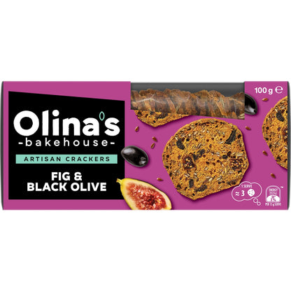 Olinas Bakehouse Artisan Crackers Biscuits Fig & Black Olive 100g