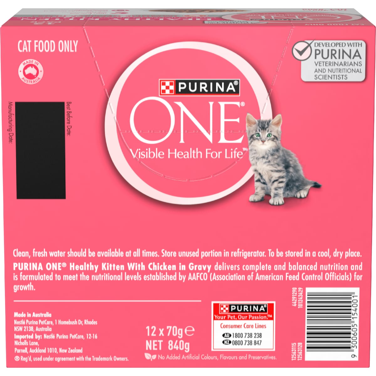 Purina One Healthy Kitten Chicken In Gravy 1-12 Month Wet Cat Food 70g X 12 Pack