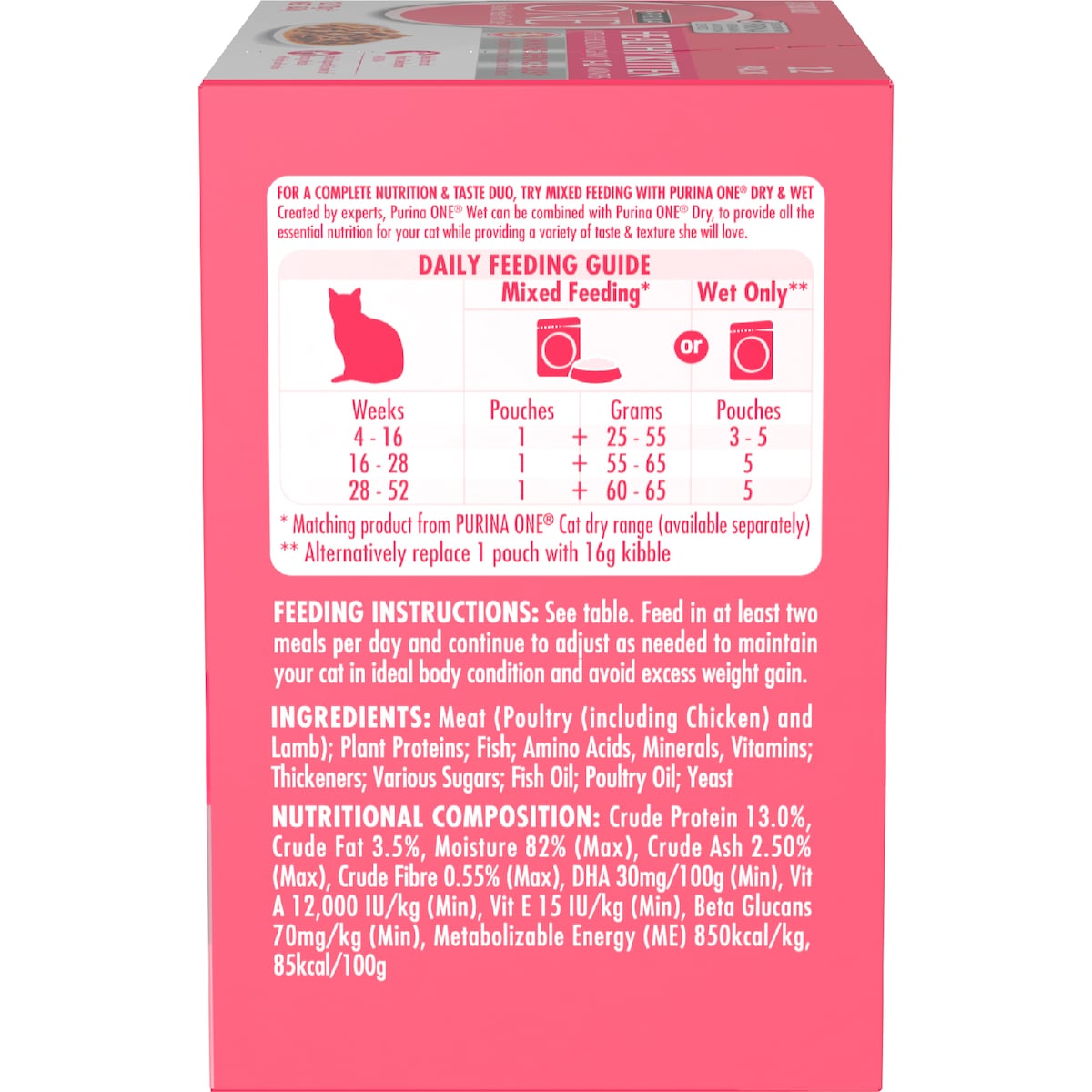 Purina One Healthy Kitten Chicken In Gravy 1-12 Month Wet Cat Food 70g X 12 Pack