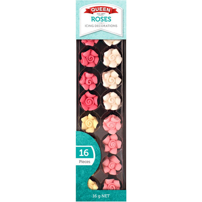 Queen Roses Icing Decorations 16 pack