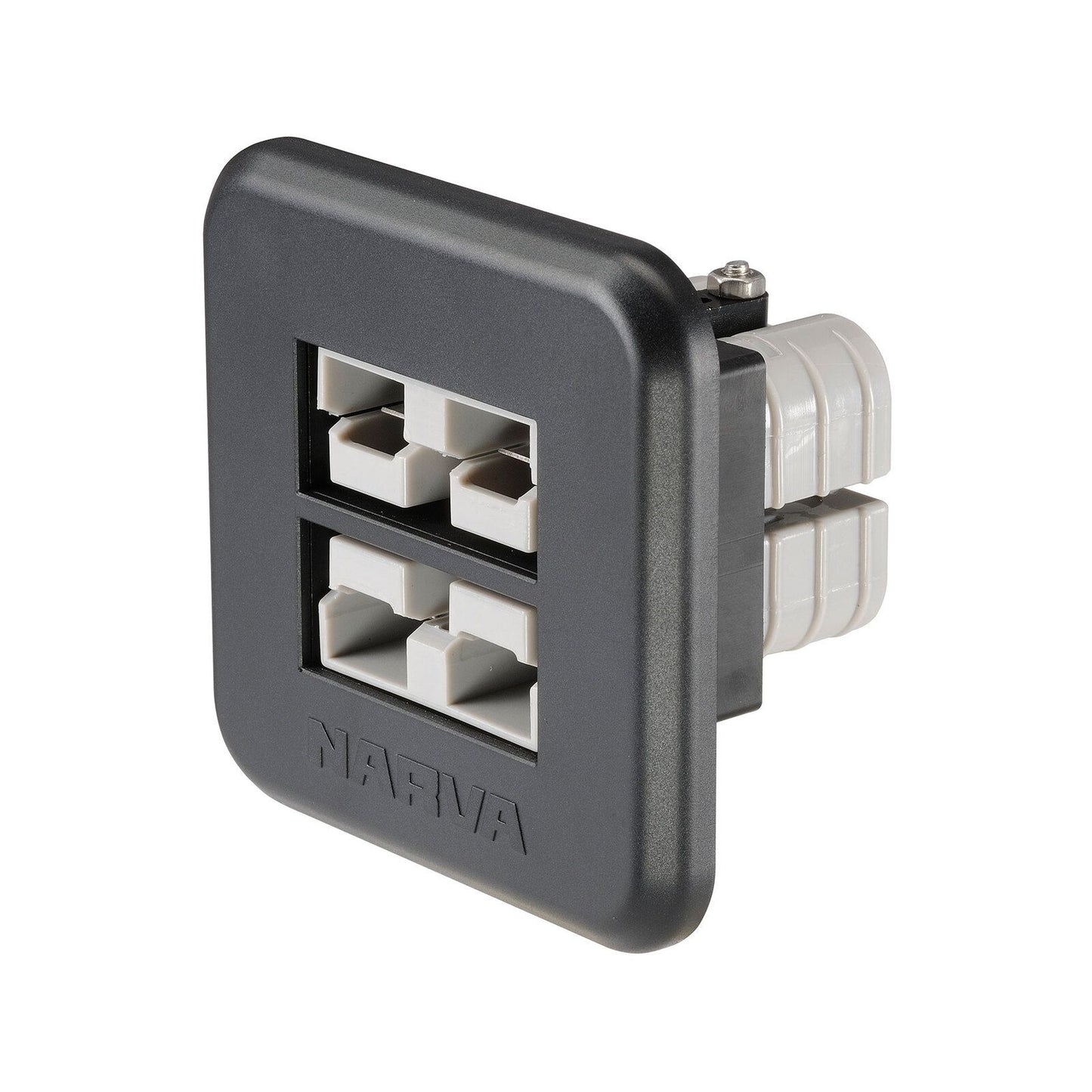 Narva HDRV Dual Flush Mount 50A Connector - 71 x 69 x 48mm - Black