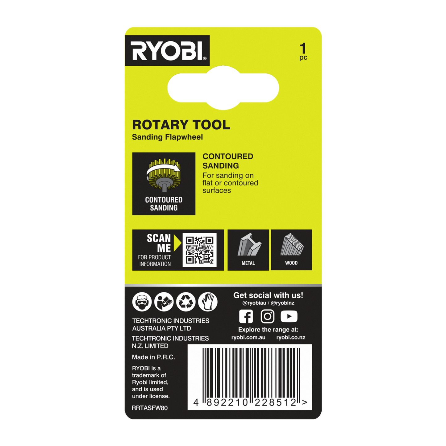 Ryobi Grit Flap Wheel - 80 Grit - 38mm