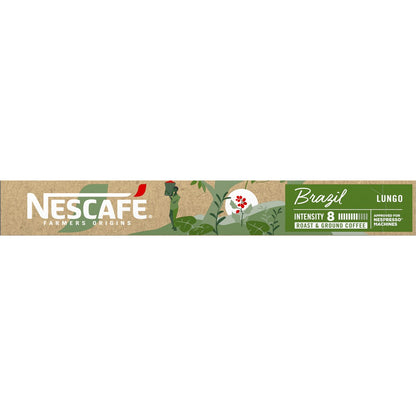 Nescafe Farmers Origin Brazil Lungo Coffee Capsules 10 Pack