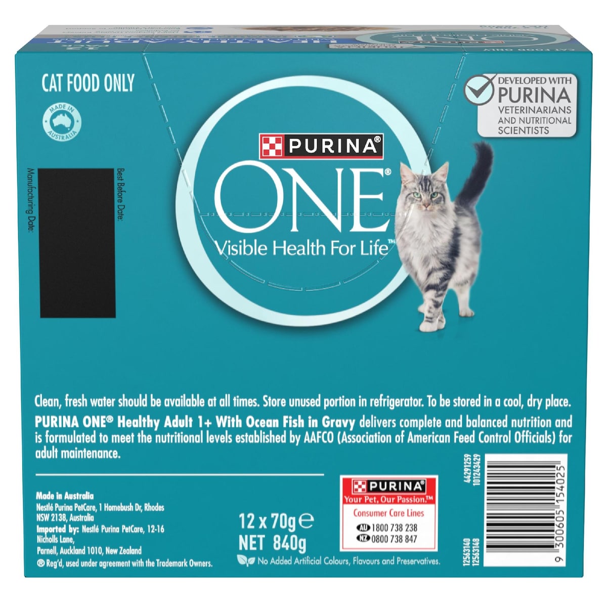 Purina One Wet Cat Food Healthy Adult Ocean Fish In Gravy 70g X 12 Pack
