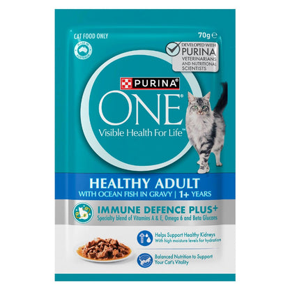 Purina One Cat Food Healthy Adult Ocean Fish In Gravy 70g X 12 Pack