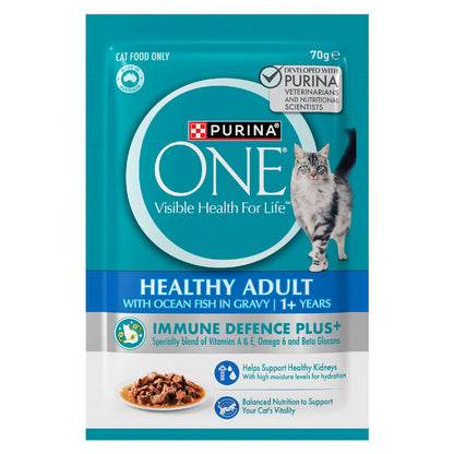 Purina One Wet Cat Food Healthy Adult Ocean Fish In Gravy 70g X 12 Pack
