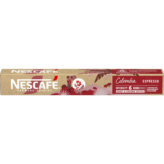 Nescafe Farmers Origins Colombia Caffeinato Nespresso Approved Coffee Pods 10 Pack