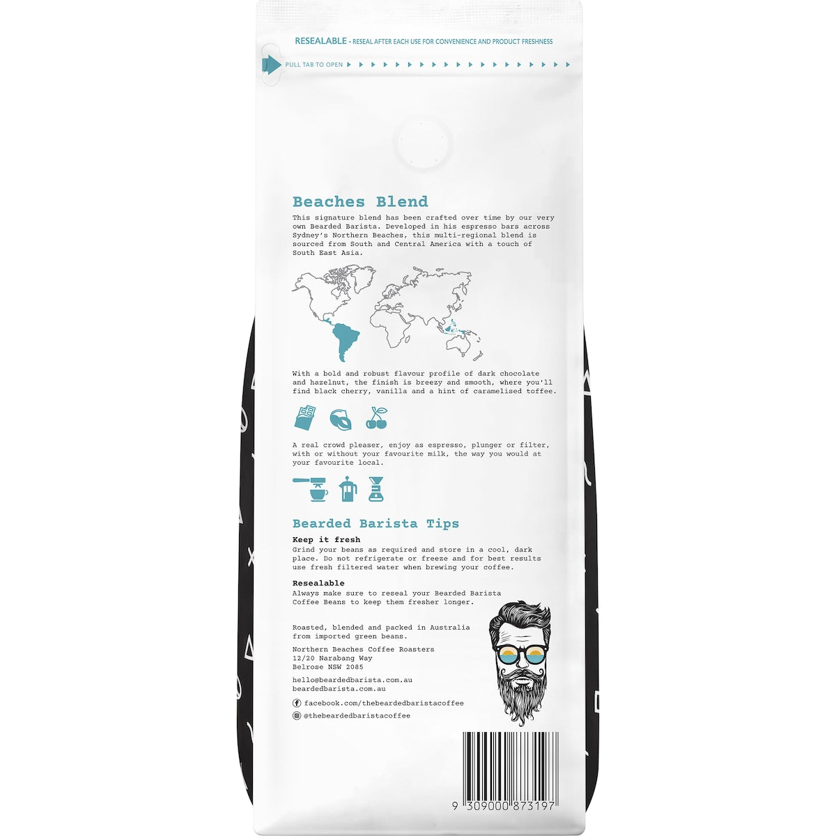 Northern Beaches Coffee Roasters Bearded Barista Coffee Beans 1kg