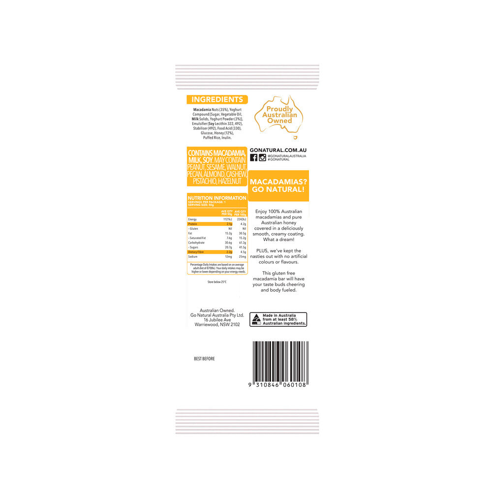 Go Natural Macadamia Dream Bar - 50g