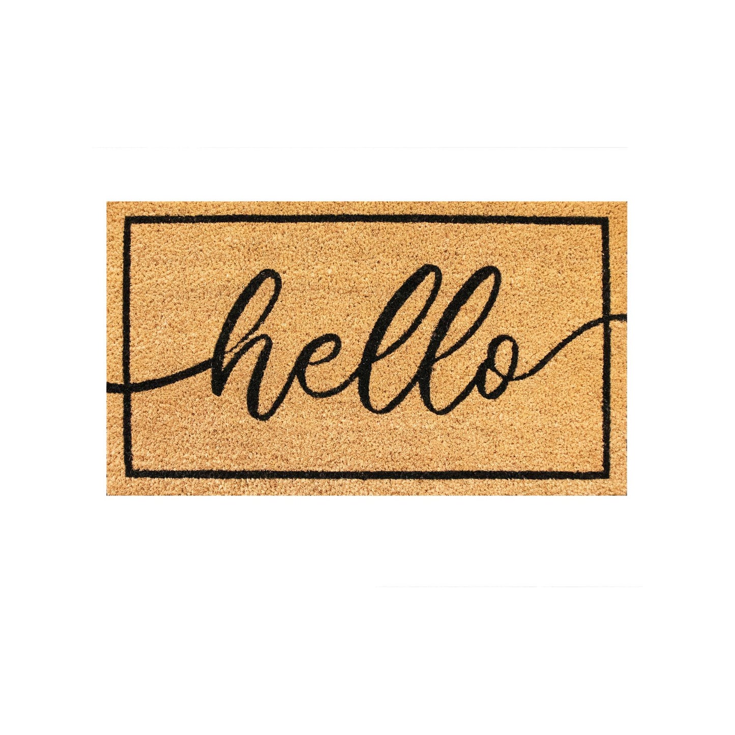 Madras Link Hello Coir Door Mat - 40 x 70cm - Black