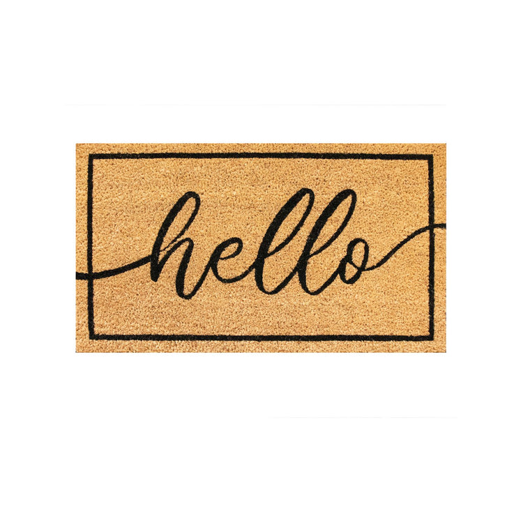 Madras Link Hello Coir Door Mat - 40 x 70cm - Black