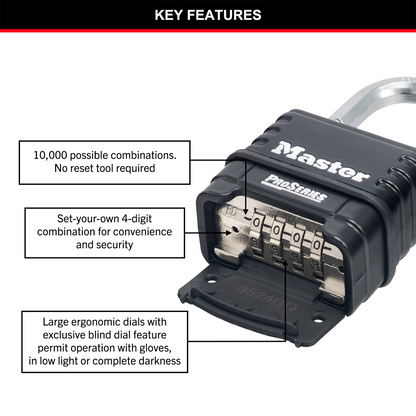Master Lock Combination Padlock - 57mm - Zinc - Resettable