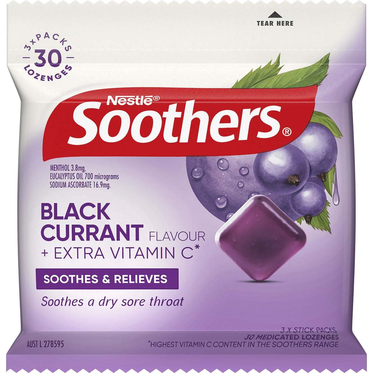 Nestle Soothers Throat Lozenges Blackcurrant 30 pack