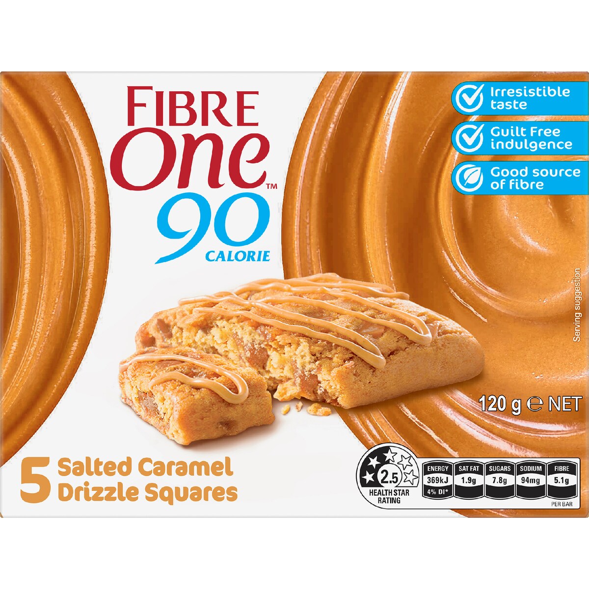Fibre One 90 Calorie Salted Caramel Snack Bars 120g