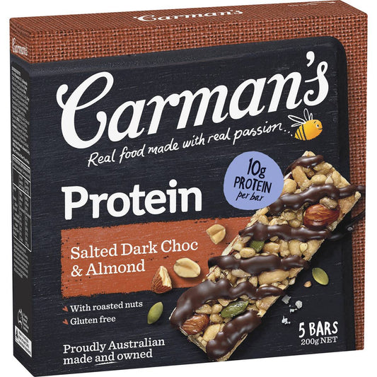 Carman's Protein Bars Salted Dark Choc & Almond 5 Pack