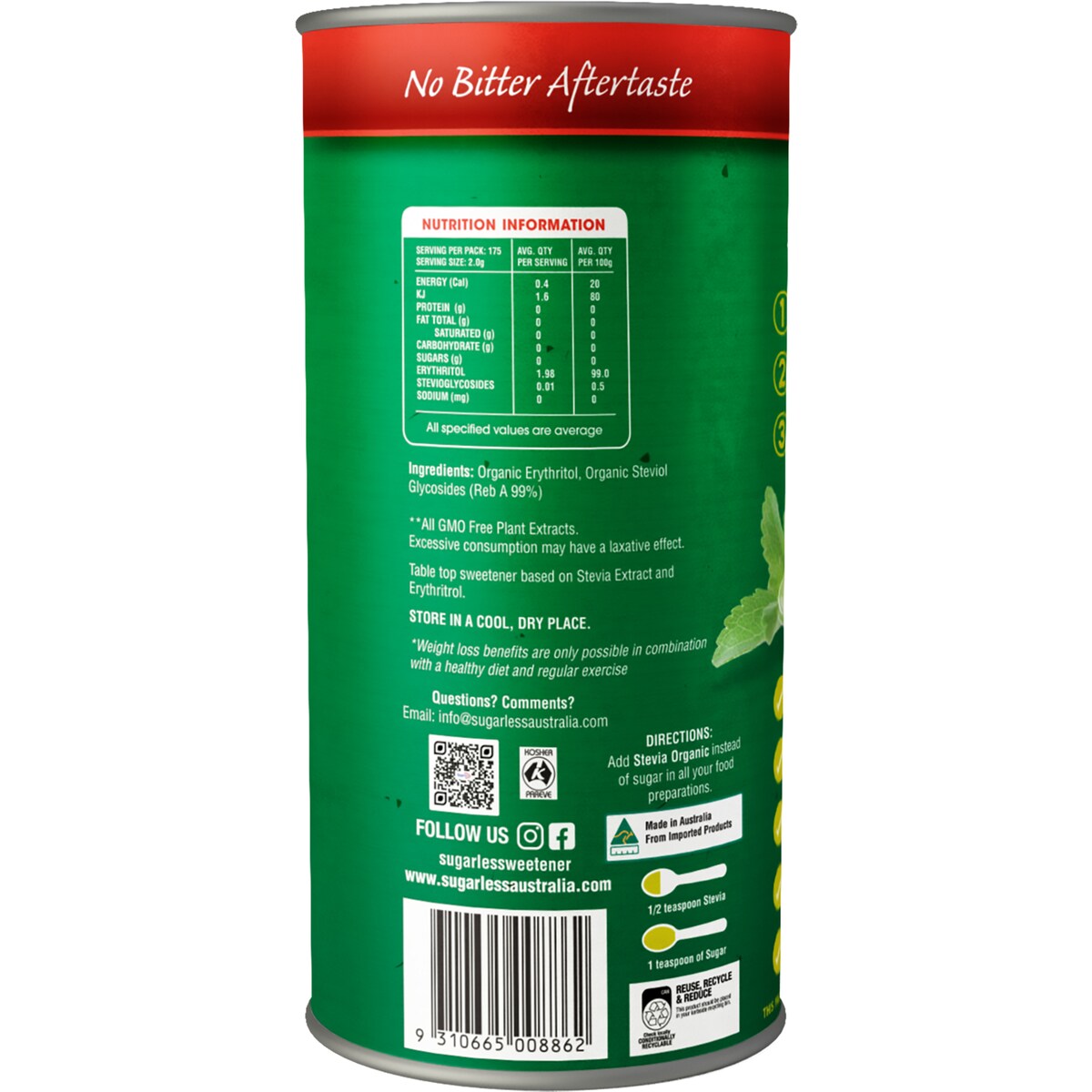 Sugarless Stevia Organic 350g