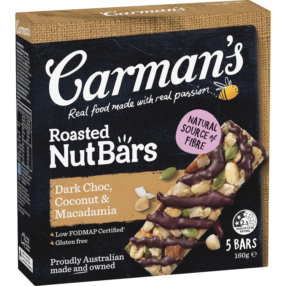 Carman's Nut Bars Dark Chocolate, Coconut & Macadamia 5 pack
