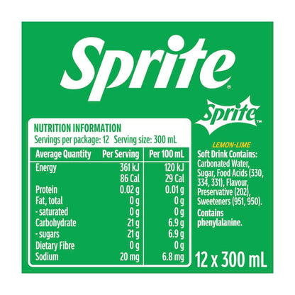 Sprite Lemonade Soft Drink Multipack Bottles 300ml - 12 Pack