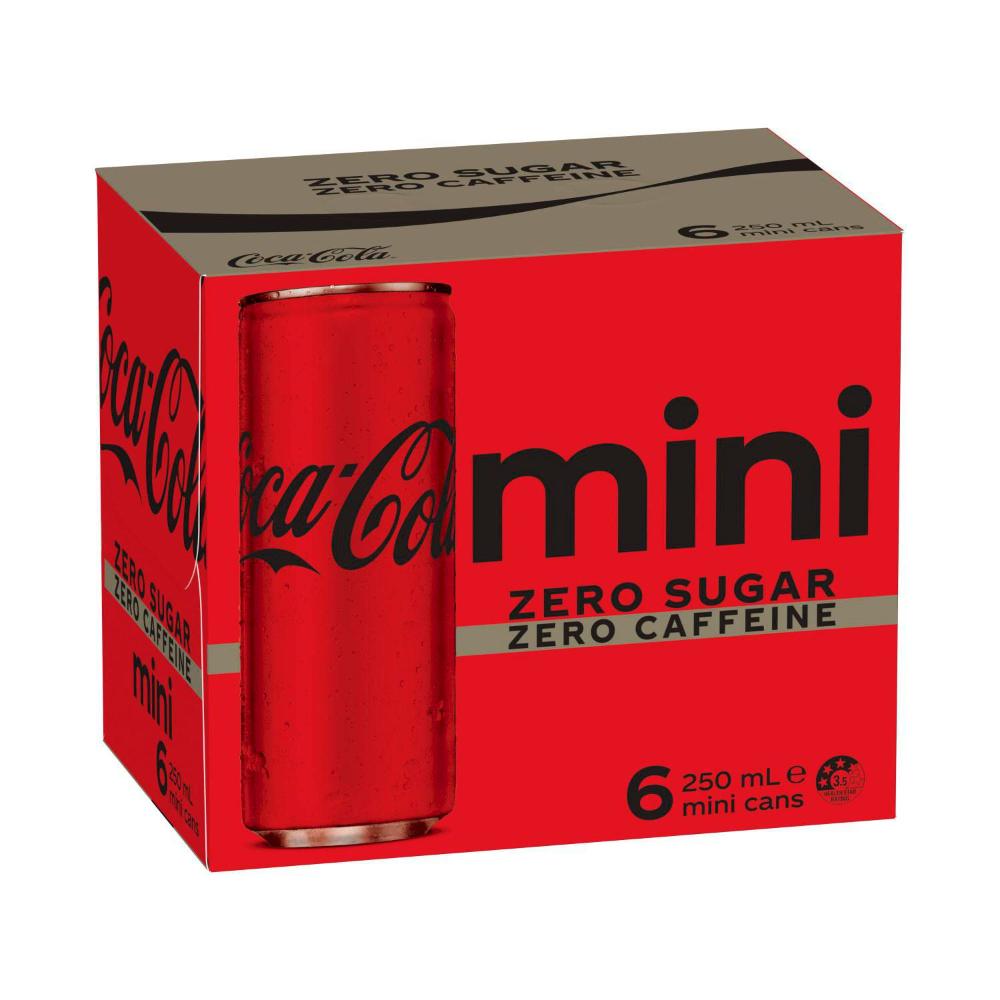 Coca-Cola Zero Caffeine Free Coke Soft Drink 6x250ml